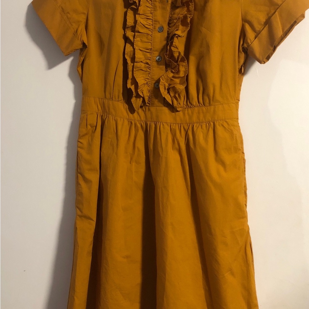 J. Crew Women’s Size 2 Ruffle-Front A-Line Dress With Pockets 100% Cotton
